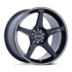 MOTEGI MR159 BATTLE V OBSIDIAN BLUE W/ MACHINED LIP STRIP 9.5x18 5x114.3 ET25 CB72.56 Blue