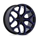 Performance Replicas PR176 GLOSS BLACK MACHINED W/ BLUE MILLING 10x24 6x139.7 ET24 CB78.1 Other