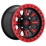 FUEL UTV FV911 GLOSS BLACK RED TINTED CLEAR 7x15 4x137 ET38 CB110.1 Red