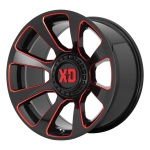 XD SERIES BY KMC WHEELS XD854 Gloss Black Milled With Red Tint 10x20 ET-18 CB78.1 Must
