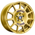 Sparco Terra 7.5x17 5x100 ET48 CB63.3 Race Gold Blue Lettering