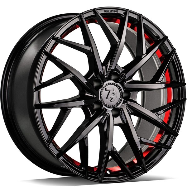 statusfalgar-16637-1 seventy9 SSF-1 Black Glossy Red Inner Lip 8x18 5x112 ET45 CB66.6 Other - Image 1